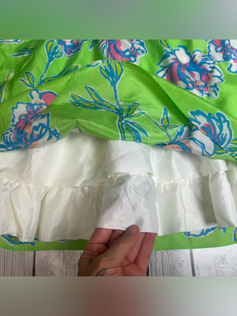 Lilly Pulitzer Women's 8 Langley Strapless Beaded Silk New Green Tossed Dress - Picture 2 of 8